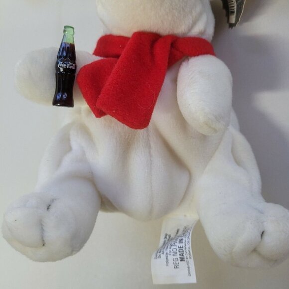 3 pc Vintage Coca Cola Papa Polar Bear Plush 6" 1998 w/ 2 Cubs Coke Bottles - Picture 10 of 12